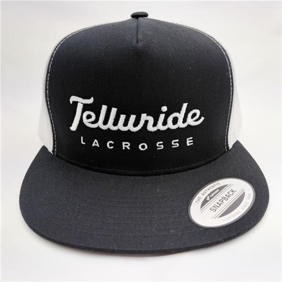 Telluride Lacrosse Hat Cap Black White Embroidered Flat Bill Mesh Snapback New